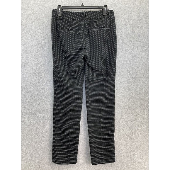 Ann Taylor Women's Pants Micro Black White Polka Dot Size 0 Straight Leg - Picture 2 of 10